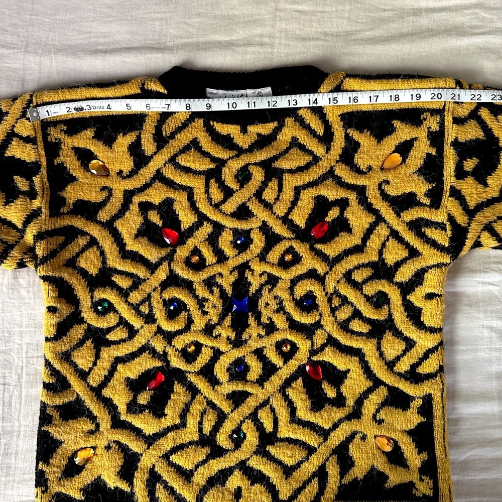 80's/90's Vintage Midnight Blues Womens‎ Embellished Small Sweater Jewel Fuzzy - Picture 9 of 12